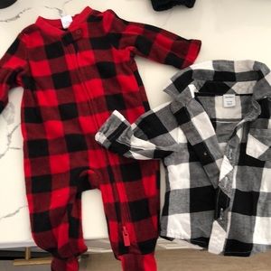 Baby holiday plaid onesie and button up